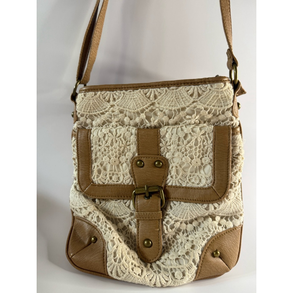 3/$15 item
Crossbody bag with crochet lace